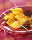 Pineapple and pear skewers — Stock Photo
