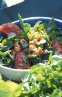 Green salad with crayfish — Stock Photo