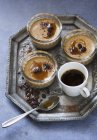 Coffee panna cotta in cups — Stock Photo