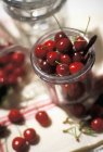 Fresh red Cherries in jar — Stock Photo