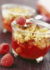 Closeup view of fruit crumble with brown vergeoise sugar — Stock Photo