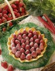 Strawberry and rhubarb tart — Stock Photo