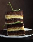 Gâteau au chocolat et crème au citron — Photo de stock