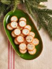 Smoked salmon appetizers rolls — Stock Photo