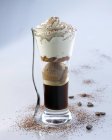 Closeup view of Cafe liegeois in glass with spoon — Stock Photo