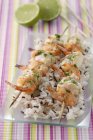 Monkfish and shrimp brochettes — Stock Photo