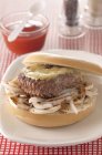 Hambuger with Salers cheese — Stock Photo