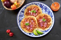 Cochinita Pibil, carne di maiale tirata messicana in pane piatto — Foto stock