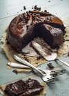 Nahaufnahme von köstlichem Schokoladenkuchen — Stockfoto