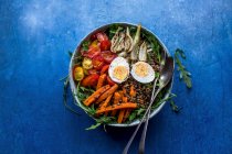 Салат з морквою, феннелем, помідорами та яйцем. — стокове фото