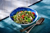 Tagliatelle mit Zucchini-Spaghetti und Gemüse — Stockfoto
