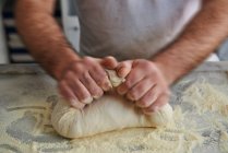 Close-up shot of delicious Kneading pizza dough — Stock Photo