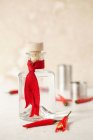 Bottiglia di vino rosso con un bicchiere d'acqua su sfondo bianco — Foto stock