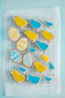 Easter biscuits in chicks and eggs shapes — Stock Photo