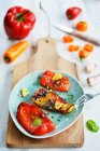 Grilled pepper slices with herbs and garlic — Stock Photo