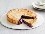 Close-up shot of delicious Blueberry pie, sliced — Stock Photo