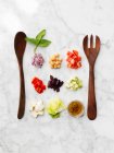 Healthy vegetarian food concept. top view of different ingredients for your text. — Stock Photo
