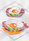 Sandwiches with bacon and fried eggs (illustration) — Stock Photo