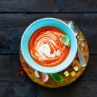 Gazpacho Tomaten-Sommercremesuppe in Schüssel — Stockfoto