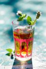 Refrescante bebida de verano con menta fresca y cubitos de hielo - foto de stock