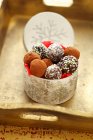 Homemade chocolate truffles for Christmas — Stock Photo