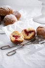 Vegan donuts, filled with currant jam — Stock Photo