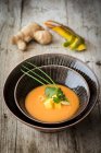 Sweet potato soup with diced mango — Stock Photo