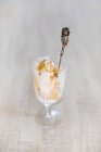 Caramel ice cream in glass — Stock Photo