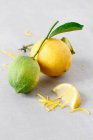 Lemons whole sliced and zested — Stock Photo