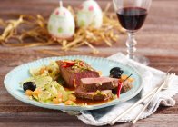 Marinated saddle of lamb with fennel and olives for Easter — Stock Photo