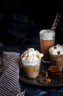 Peanut buttercup milkshake with whipped cream — Stock Photo