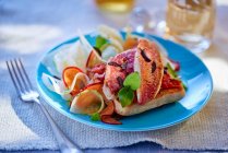 Red mullet with a vegetable salad — Stock Photo