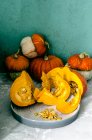 Decorative pumpkins and pumpkins of Hokkaido — Stock Photo