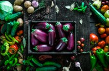 Frisch geerntetes Bio-Gemüse in rustikaler Umgebung — Stockfoto