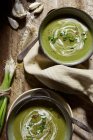 Soupe de légumes verts avec oignons de printemps et ail — Photo de stock