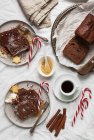 Yoghurt sponge cake with cocoa and spices, Christmas — Stock Photo