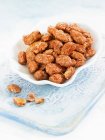 Roasted almonds in a bowl — Stock Photo