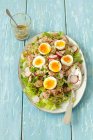 Salade de thon aux œufs, concombres et radis — Photo de stock