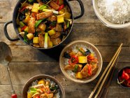 Stir-Fried Pork and Pineapple over White Rice — Stock Photo