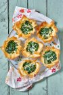 Homemade baked potato pie with cheese and herbs on a wooden background. top view. — Stock Photo