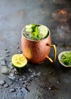 Moscow Mule Cocktail with vodka, limes and mint — Stock Photo