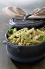 Penne with broccoli and cheese — Stock Photo
