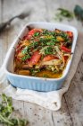 A summer vegetable bake with herbs — Stock Photo