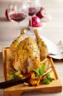 Roasted baby turkey with stir-fried vegetables — Stock Photo