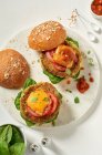Veggie burgers with tomatoes and cheese — Stock Photo