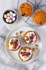 Blueberry Pecan Muffins with Chocolate Eggs — Fotografia de Stock
