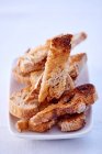 Toasted bread strips on a plate — Stock Photo