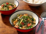 Primer plano de delicioso vegano tailandés curry verduras - foto de stock