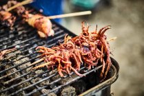 Каламари на гриле на уличной кухне — стоковое фото