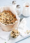 Buckwheat porridge with quinoa and nuts — Stock Photo